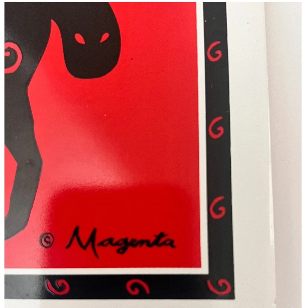 Magenta Moose Ceramic Tile Trivet Cork Back Wall Hanging Red Black Lodge Decor